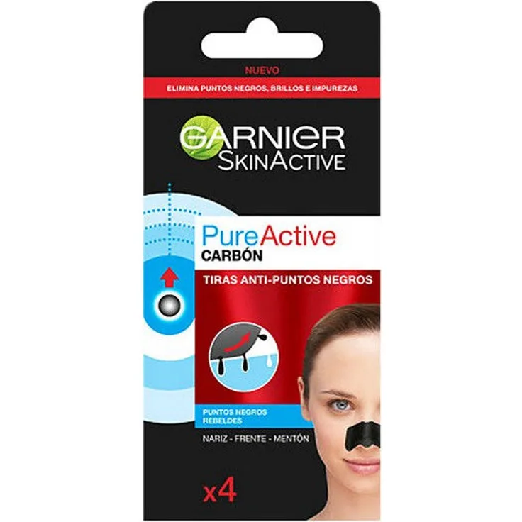 Garnier Porenreinigungsstreifen Pure Active Carbon Garnier 4 uds, für Damen und Herren