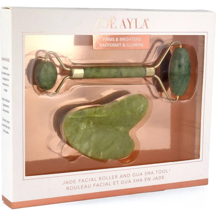 zoeayla Gua Sha Therapy Jade and Gua Sha Gesicht Roll-On 1 Stück für Massagen gegen Spannungen und Stress, gegen feine Linien und Fältchen