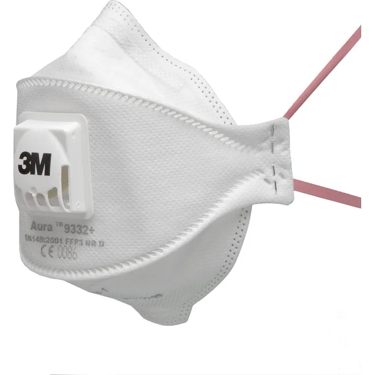 3M Aura Atemschutzmaske 9332+SV / Partikelmaske mit gesteigertem Tragekomfort durch Cool Flow Ausatemventil / Einwegmaske mit höchster Schutzstufe FFP3 für maximalen Atemschutz / 5 Stück