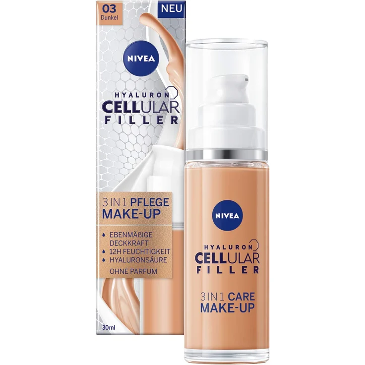 Nivea Hyaluron Cellular Filler 3in1 Care Make-Up 30 ml Nr. 03 - Dunkel – Bild 1
