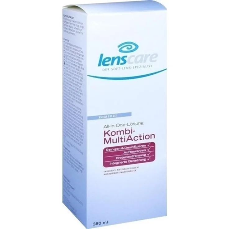 LENSCARE Kombi MultiAction 380 ml All-in-One-Lösung zur Reinigung, Desinfektion & Aufbewahrung