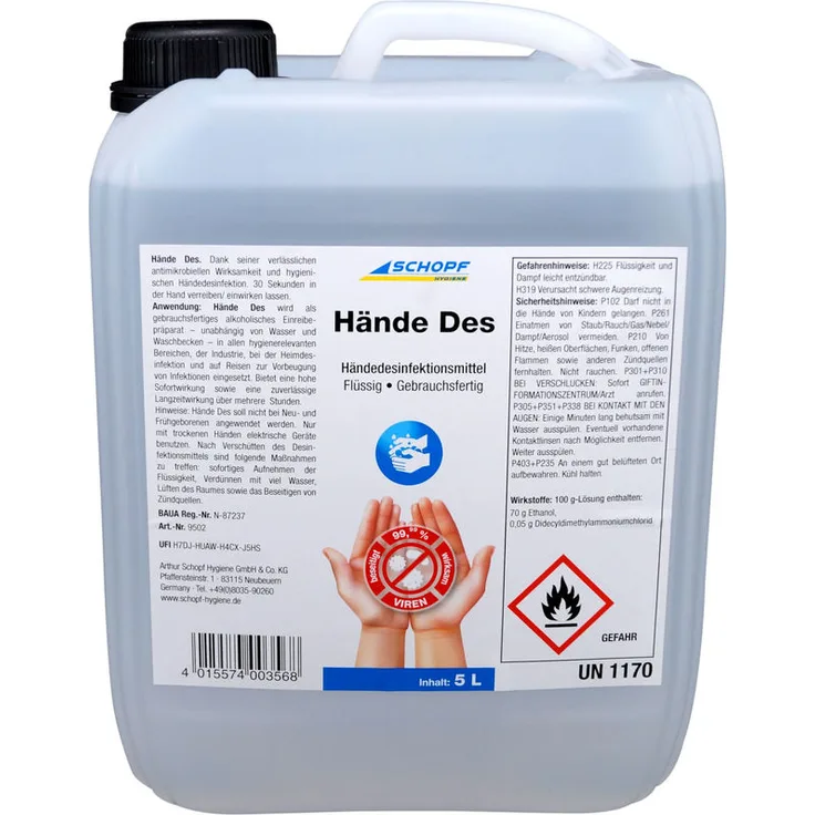 Schopf Hände Des flüssiges Händedesinfektionsmittel - 5 Liter