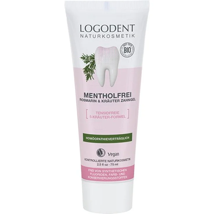 Logona Logodent Rosmarin Zahngel 5-Kräuter-Formel 75 ml, für saubere Zähne & frischen Atem – Bild 1