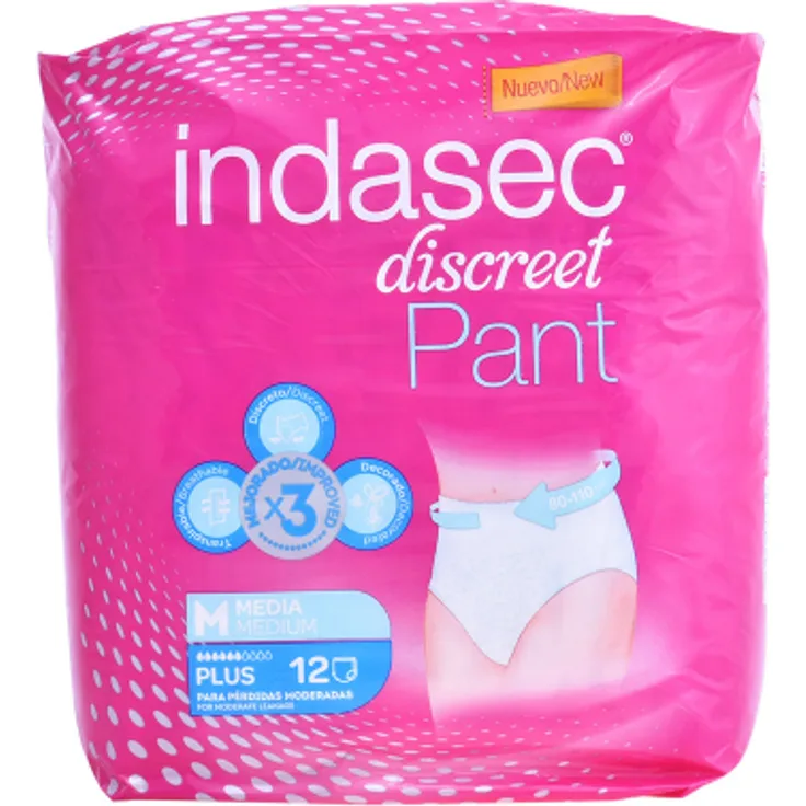 Indasec Pant Plus talla mediana Größe M 12 Stück Einwegslips