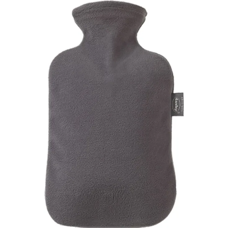 Fashy 6530 21 Wärmflasche, 2.0 L, Vliesbezug, Thermoplast, Anthrazit