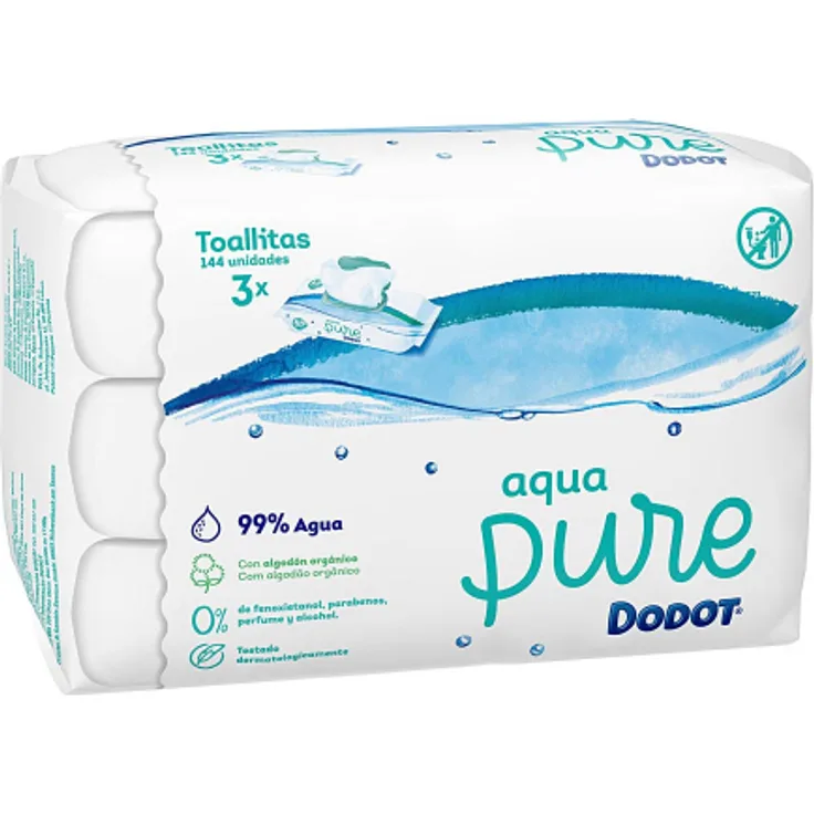Dodot Pure 99% agua toallitas húmedas 144 Stück Feuchttücher für Intimpflege