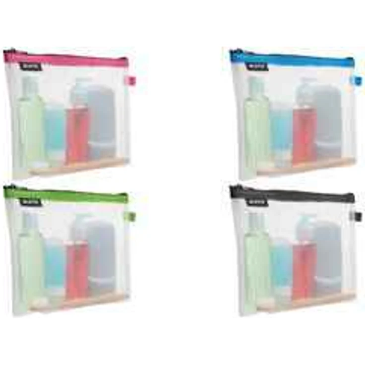 Leitz WOW Reise Zip-Kulturbeutel, durchsichtig, Wasserabweisend, Idealer Kosmetikbeutel für Reisen und im Handgepäck, Maße (BxHxT): 24 x 17 x 3 cm, Blau, 40140036