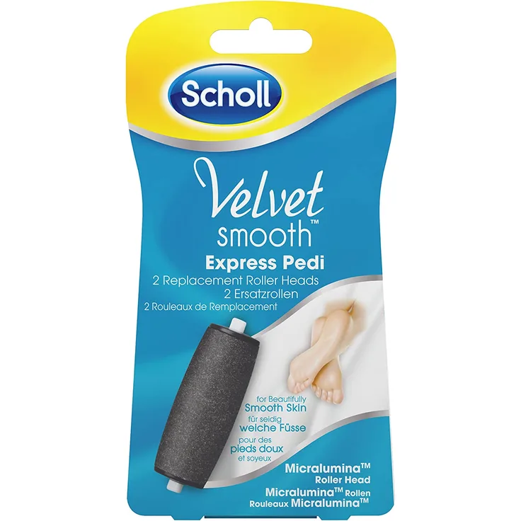 Scholl Velvet Smooth Express Pedi Ersatzrollen 2er-Pack, zur Behandlung von Hornhaut, für weiche Füße, einfache Anwendung
