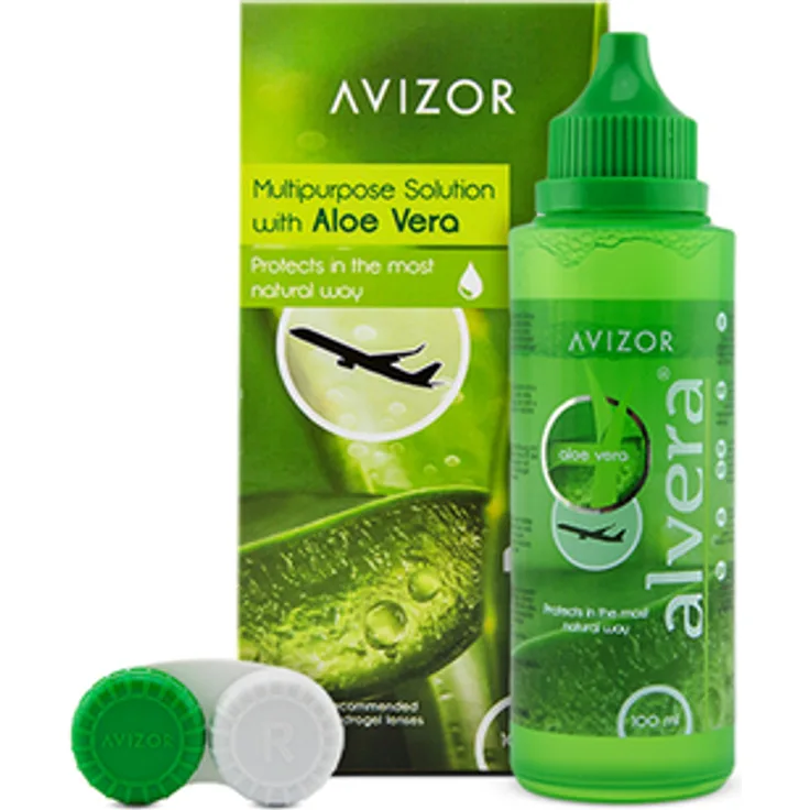Avizor Alvera Reisegröße 100 ml All-in-One-Lösung geeignet für weiche Kontaktlinsen, inkl. Aufbewahrungsbehälter