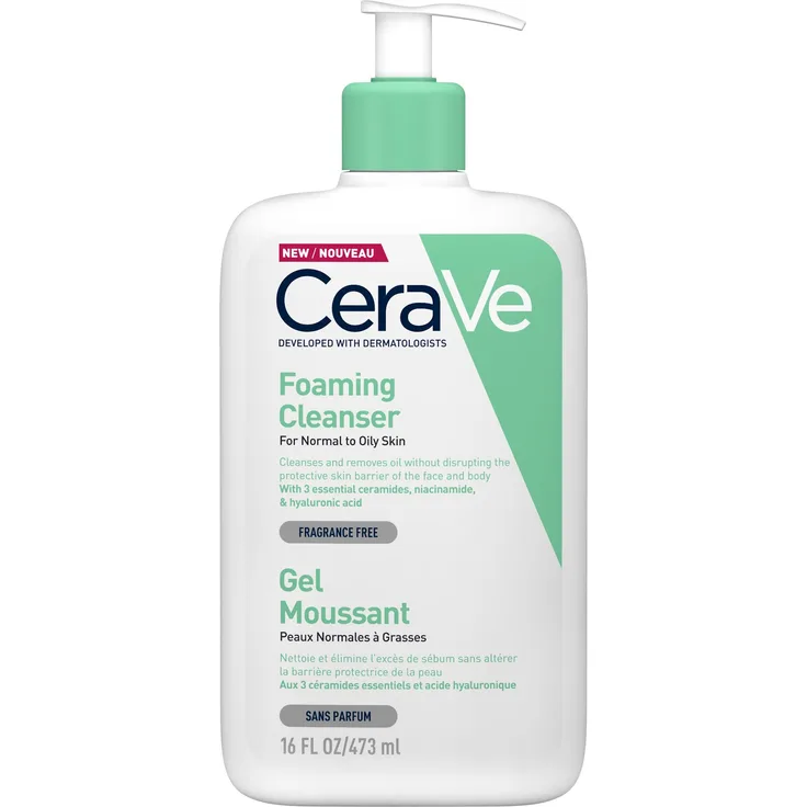 CeraVe schäumendes Reinigungsgel 473 ml für normale bis fettige Haut, reinigt ohne die Hautschutzbarriere anzugreifen