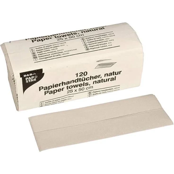 Papstar 2400 Blatt Handtuchpapier 50 cm x 25 cm natur C-Falz, 1-lagig 2400 Tücher