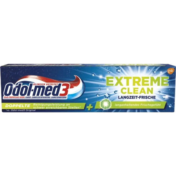 Odol-med 3 Extra Clean Langzeit-Frische Zahncreme 75 ml, frischer Atem & saubere Zähne