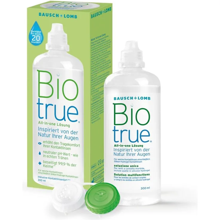 Bausch und Lomb Kontaktlinsenreiniger Biotrue, verträgliche Kontaktlinsenpflege für Silikon Hydrogel Linsen 1 x 300 ml - Preisvergleich