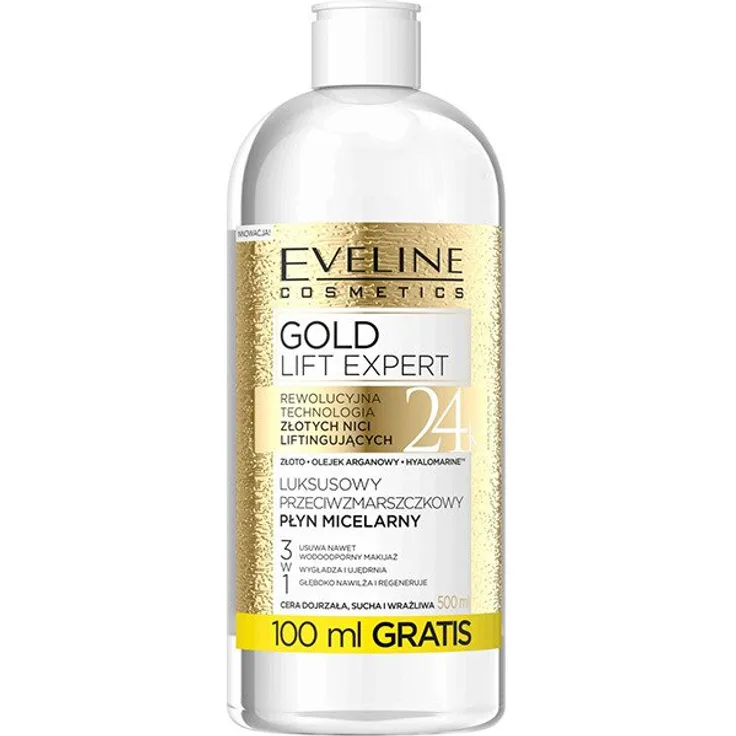 Eveline Gold Lift Mizellarwasser Für Reife Haut 500 ml mit reinigender Wirkung
