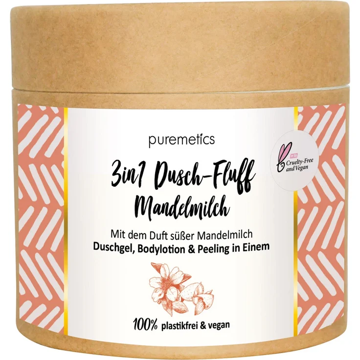 Puremetics 3 in 1 Duschfluff mit Meersalzpeeling Mandelmilch 250 g – Bild 1