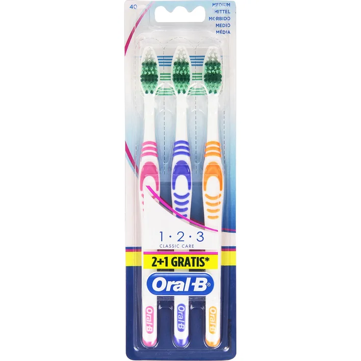 Oral-B 1-2-3 Classic Care Zahnbürsten, 2 1, 40 mittel 