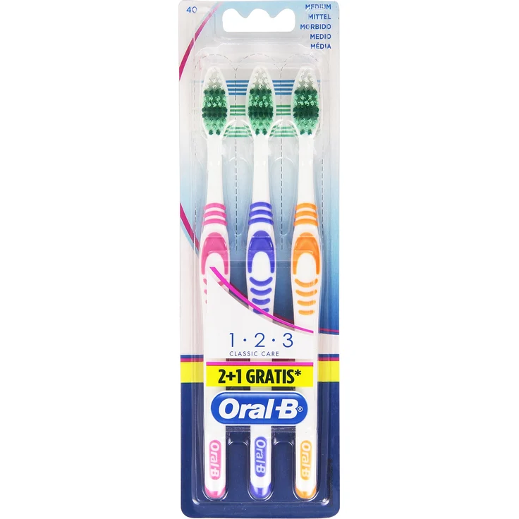 Oral-B 1-2-3 Classic Care Zahnbürsten, 2 1, 40 mittel 