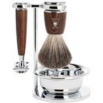 Mühle Rytmo 4-teiliges Rasierset Esche dunkel Rasierhobel