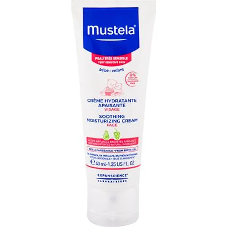 Mustela Bebe Soothing Moisturizing Face Cream Beruhigende Und Feuchtigkeitsspendende gesichtscreme 40 ml Tagespflege, für Damen und Herren