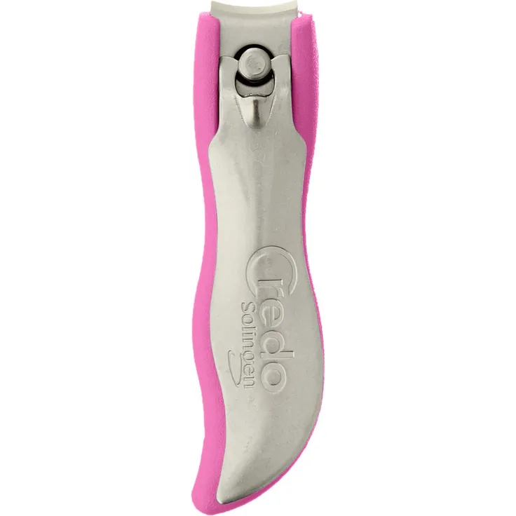 Credo Nagelknipser POP ART, klein, gerade, Edelstahl, mit Nagelfang, pink