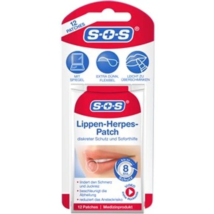 Sos gesundheit Gesichtspflege Lippenherpes-Patch 12 Stk., für Damen und Herren, für gepflegte Lippen