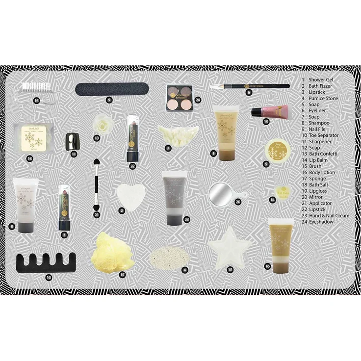 Beauty & Wellness Beauty Adventskalender, Für Damen, Gesichts- und Körperpflege, dekorative Kosmetik, Zum Hinstellen