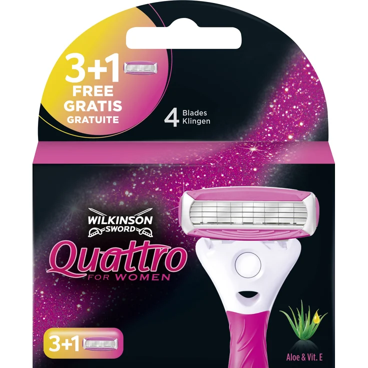 Wilkinson Sword Quattro for Women Rasierklingen für Damen Rasierer, 4 Stück – Bild 1