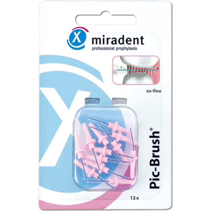 Miradent Interdental Pic-Brush Ersatzbürsten xx-fein pink 12 Stück, aus beschichtetem Spezialdraht