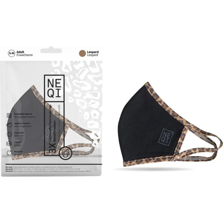 NEQI Mund- und Nasenmaske Black Leo 3.Stk - Größe S-M – Bild 1