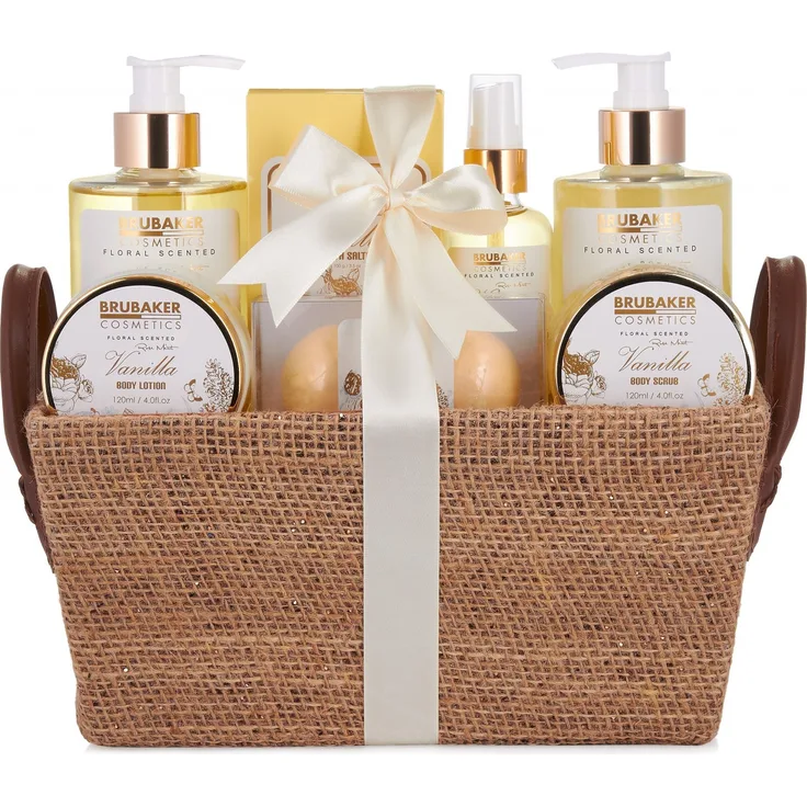 BRUBAKER 9-teiliges Bade- und Dusch Set Vanilla Rose Mint - Vanille Rosen Minze Duft