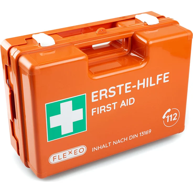Flexeo Erste-Hilfe-Koffer mit Füllung nach DIN 13169 inkl. Wandhalterung
