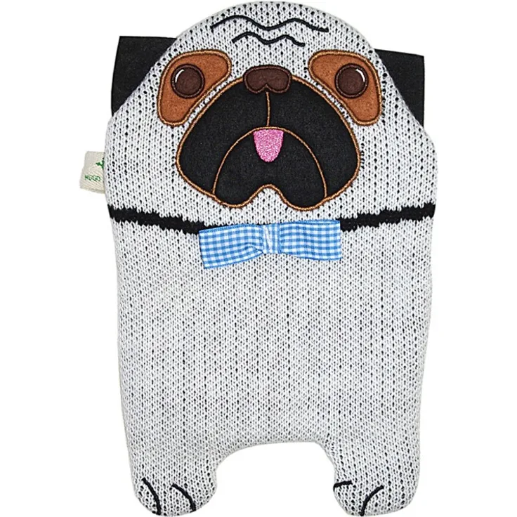 Hugo Frosch Wärmflasche Mops Strickbezug 0,8 l 14x20cm beige (0430)