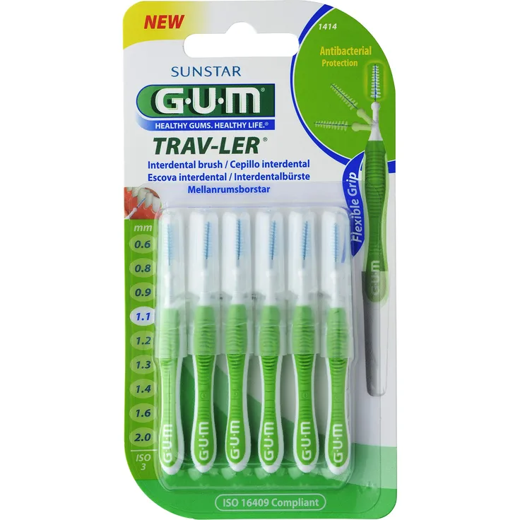 GUM Trav-ler Interdentalbürsten grün 1.1 mm 6 Stück Interdentalbürsten