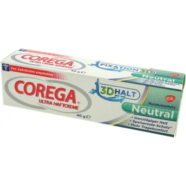 Corega Ultra Haftcreme Neutral für Zahnersatz-dritte Zähne 40g ohne künstliche Farb- und Aromastoffe Haftcreme – Bild 1