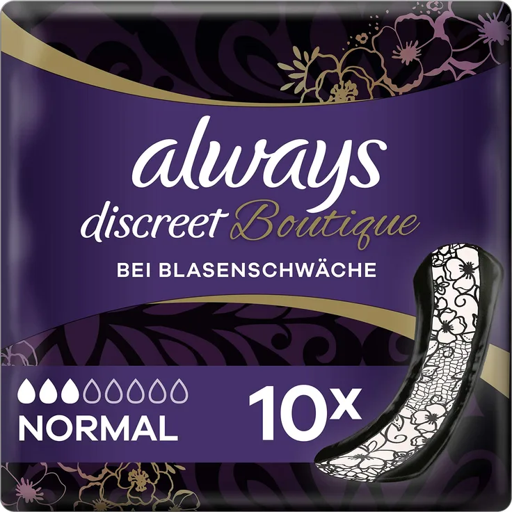 Always Discreet Boutique Inkontinenz-Einlagen Normal bei Blasenschwäche, 10 Stück