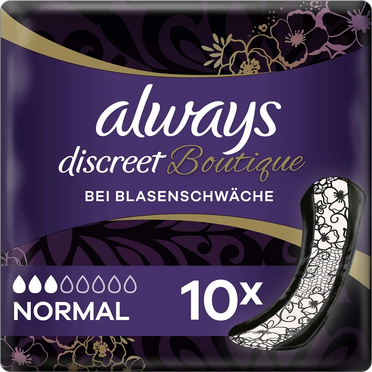 Always Discreet Boutique Inkontinenz-Einlagen Normal bei Blasenschwäche, 10 Stück