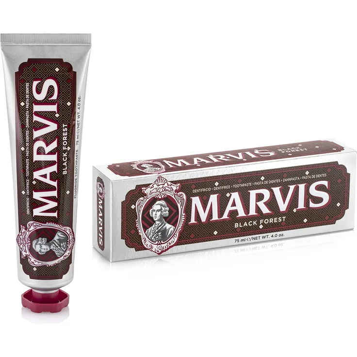 Marvis Black Forest 75 ml, Schwarzwälder-Kirschtorte trifft Zahnpasta, mit Schoko-Kirsche Geschmack