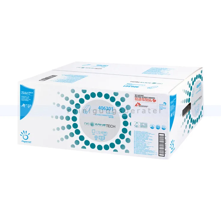 Papierhandtücher Werra 5000 Blatt natur 20,3x24 cm Z-Falz, Z-Interfold, 1 lagig, DISSOLVE TECH