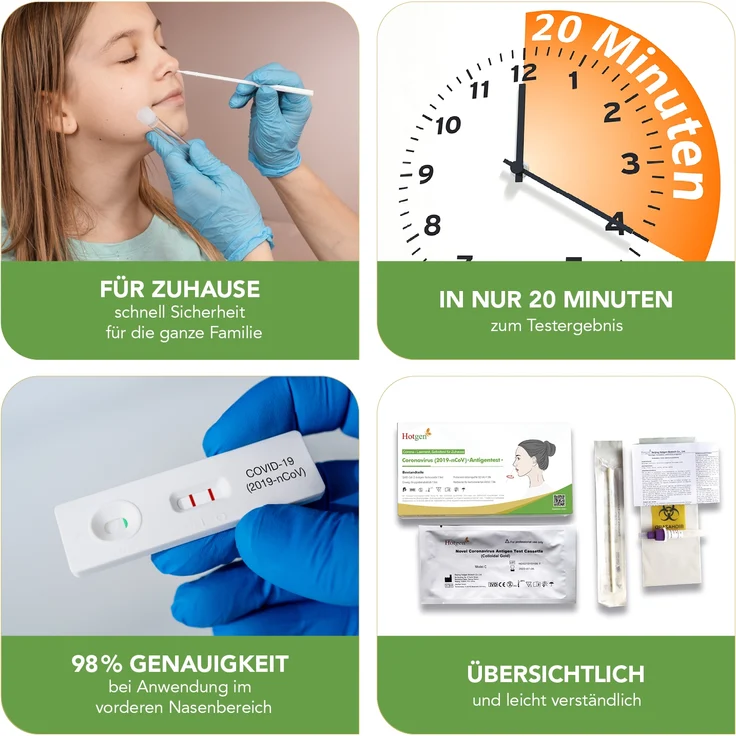 Hotgen Coronavirus Antigentest, Corona Schnelltest (Laientest) zur Selbstanwendung, 1 Stück, Covid 19 Prüfung über Nasenabstrich, Coronatest, Selbsttest – Bild 4