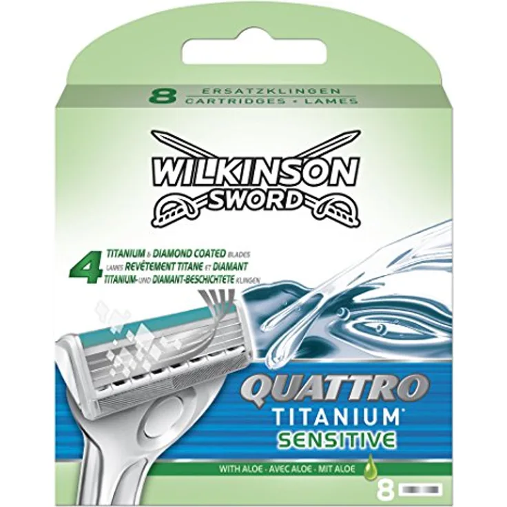 Wilkinson Quattro Essential 4 Precision Sensitive Rasierklingen, 8er Pack
