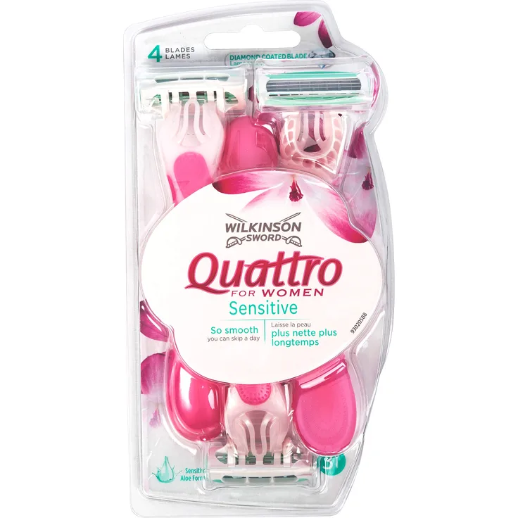 Wilkinson Sword Quattro Sensitive Einwegrasierer für Frauen, 3 Stück