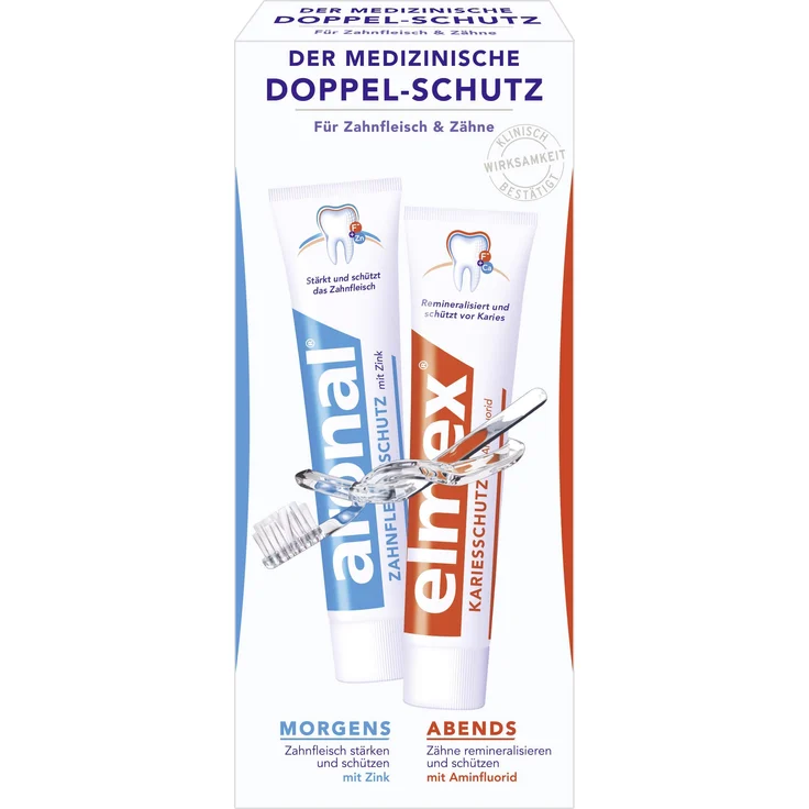 aronal und elmex Doppel-Schutz Zahnpasta Doppelpack 2 x 75 ml – Bild 1