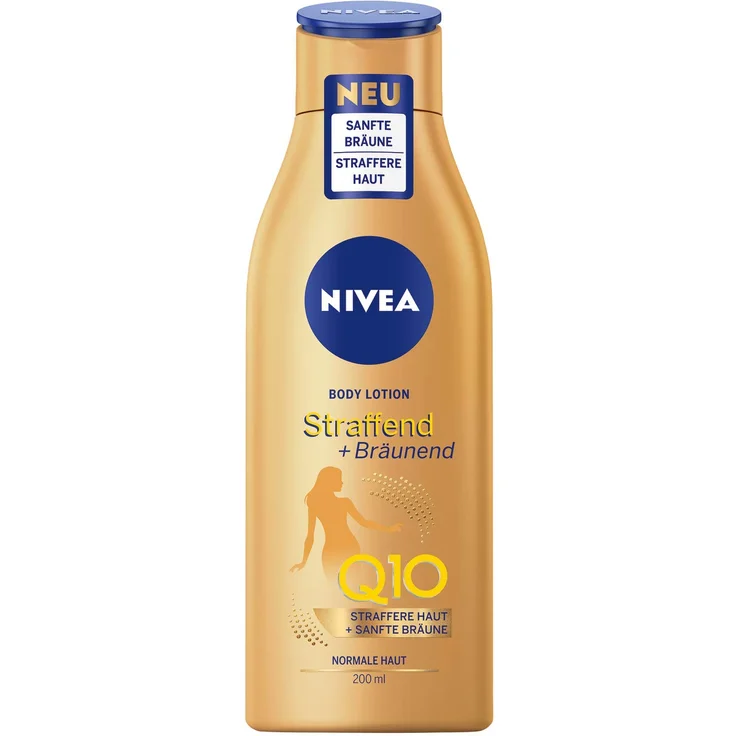 Nivea Body Lotion Straffend Bräunend Q10 200 ml Pflege Für Eine Sanfte Bräune Mit Frischem Sommerduft Straffende Anti-Age Hautpflege Mit Q10  – Bild 1