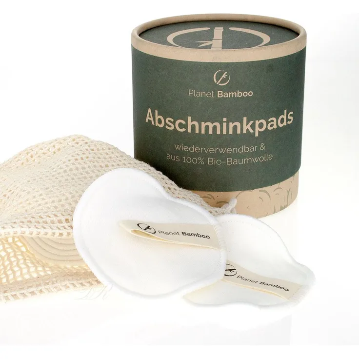 Lamazuna Planet Bamboo 10 Wiederverwendbare Abschminkpads mit 1 Wäschesäckchen, für Damen und Herren
