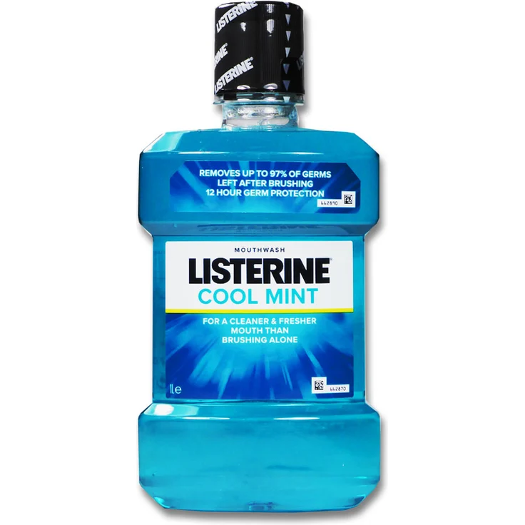 Listerine Mundspülung Cool Mint, 1 Liter, mit Alkohol, gegen Plaque, frischer Atem  – Bild 1