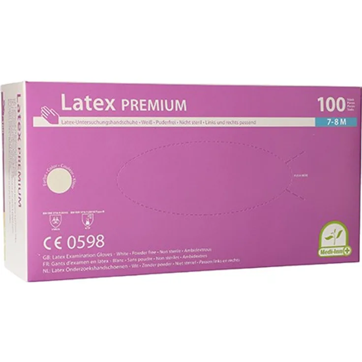 Medi-Inn 100 Handschuhe, Latex puderfrei Premium weiss Größe M