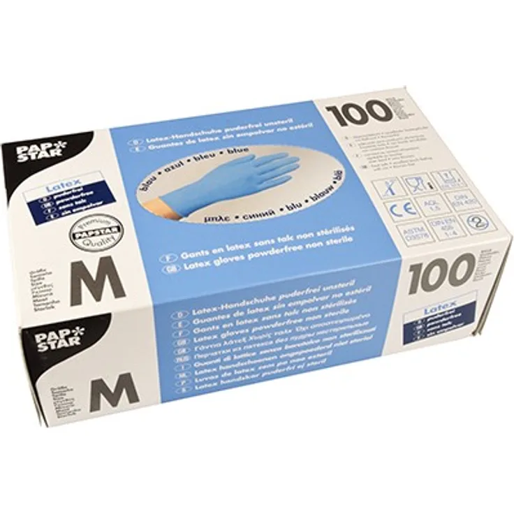 PAPSTAR 100 Handschuhe, Latex puderfrei blau Größe M