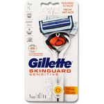 Gillette SkinGuard Sensitive Power Flexball Rasierer mit Feuchtigkeitsstreifen inkl. Batterie, 1 Rasierklinge