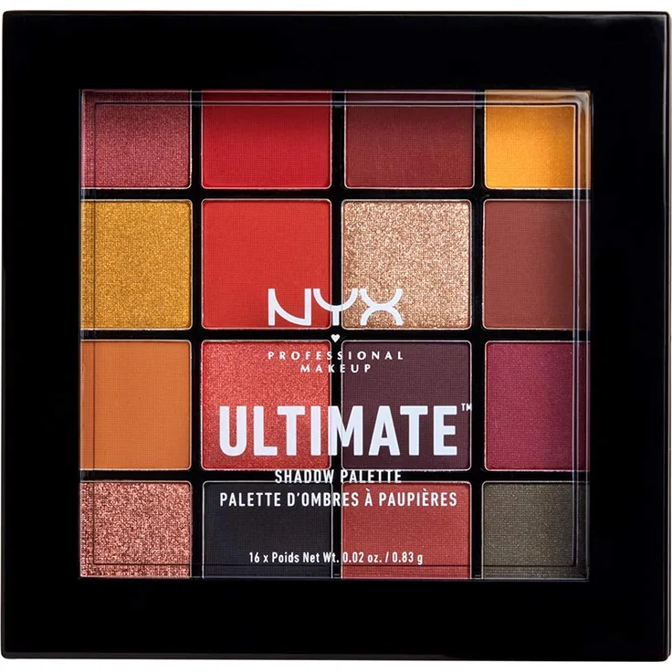 NYX Professional Makeup Ultimate Shadow Palette, Lidschattenpalette, 16 Farbtöne, Schimmernd und Metallisch, Individuelles Finish, Farbton: Phoenix 13,3 g