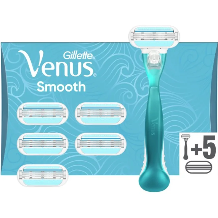 Gillette Venus Smooth Rasierer Handstück + 6 Rasierklingen